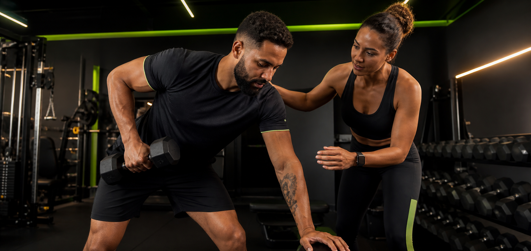 Alunos treinando com orientação profissional
