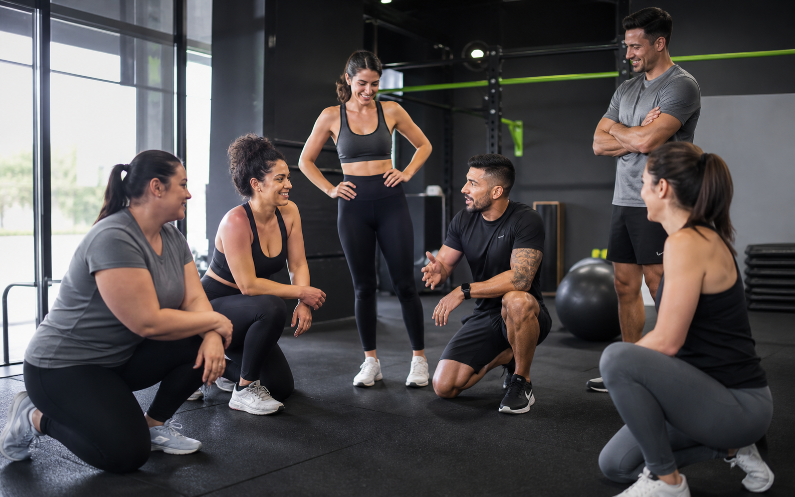 Pessoas treinando em uma academia